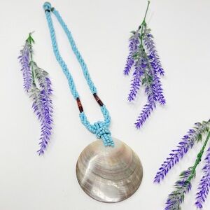 Vintage Beachy Clustered Seed Bead Shell Pendant Necklace